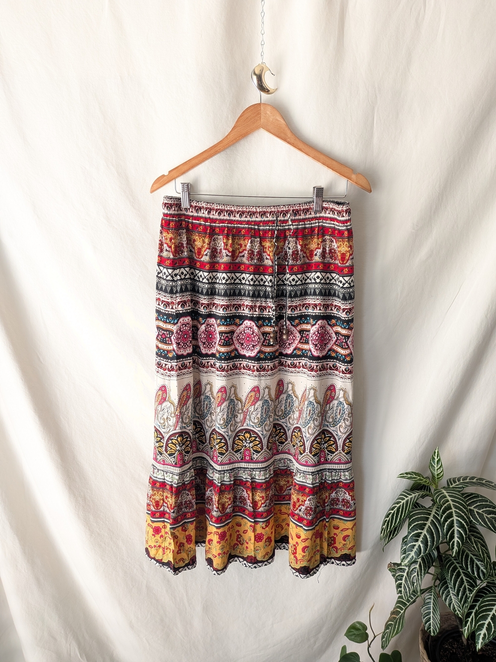 Bohemian Multi-Color Printed Midi Skirt